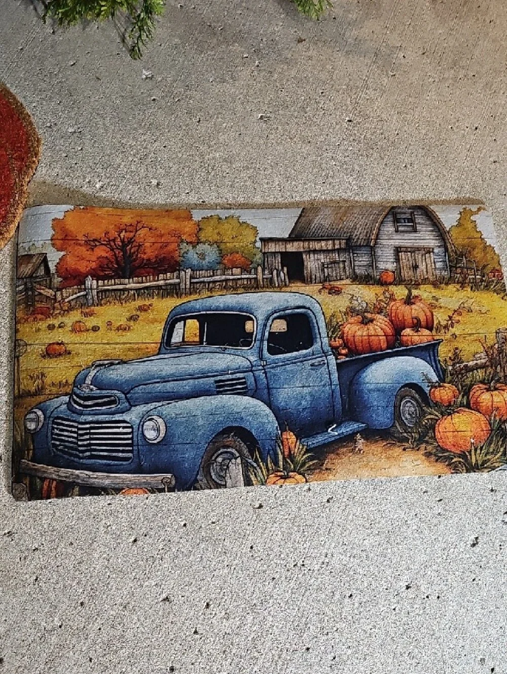Autumn Pumpkin Coir Door Mat - Orange Welcome Accent
